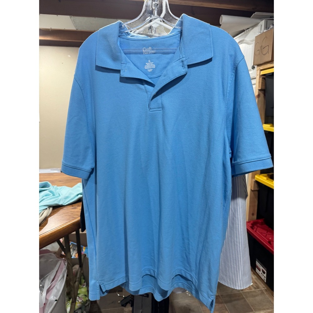 Croft & Barrow Mens Easy Care Pique Polo Shirt XL Light Blue Short Sleeve Cotton